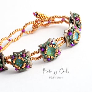 Right-Angle Weave (RAW) Bracelet Pattern PDF • Crystal Chaton & Crescent Beads • Beginner Beading Tutorial