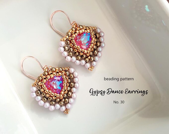Beaded Earrings RAW Pattern: Seed Beads, Crystals, Pearls (PDF Tutorial)
