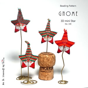 Beading Pattern Step-by-step INSTANT downloadable PDF - 3D Beaded Christmas Star No 100 -  Gnome