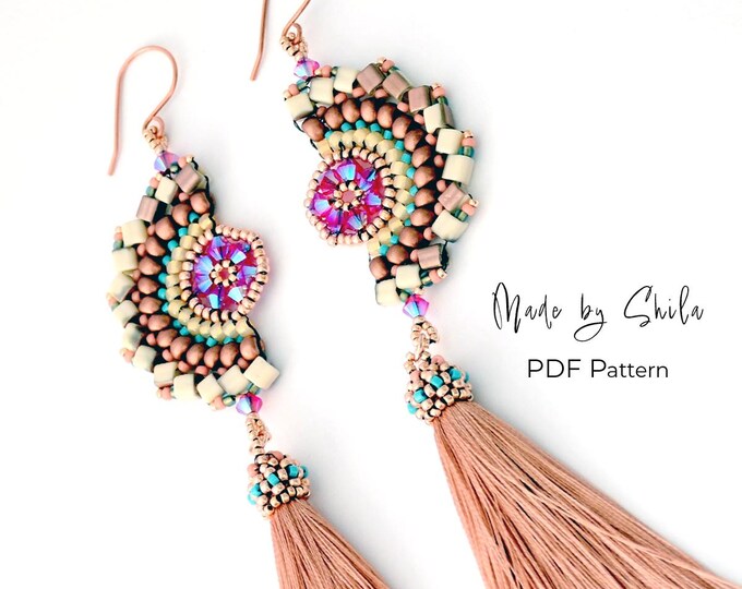 Beaded Earrings Pattern: Dragon Dance 2, Seed Beads & Bicones (PDF Pattern)