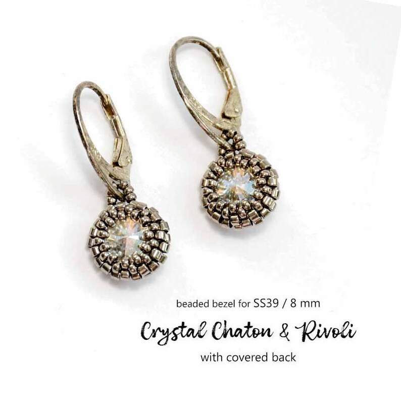 Peyote Bezel for 8mm Rivoli & Chaton SS39 • Beaded Jewelry Component, Seed and Delica Beads image 11