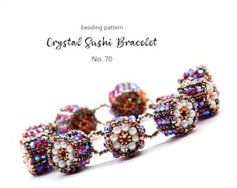 Beaded Sushi Bracelet Pattern: Delica Beads & Crystals (PDF Download)