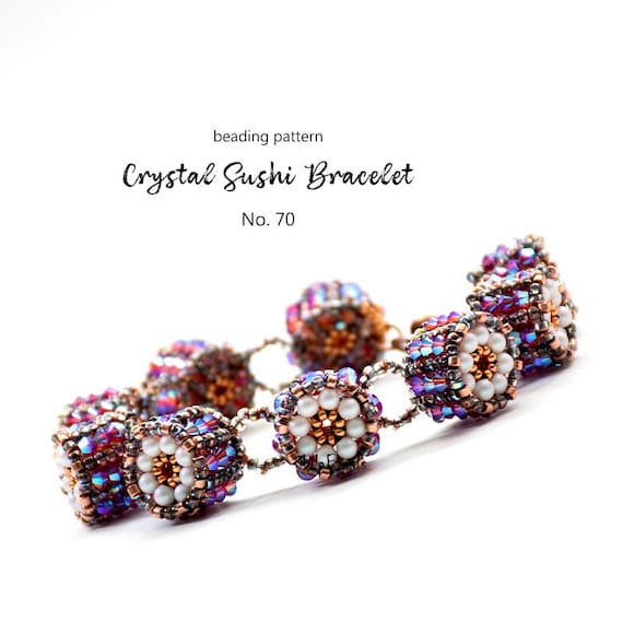 Beaded Sushi Bracelet Pattern: Delica Beads & Crystals (PDF Download)