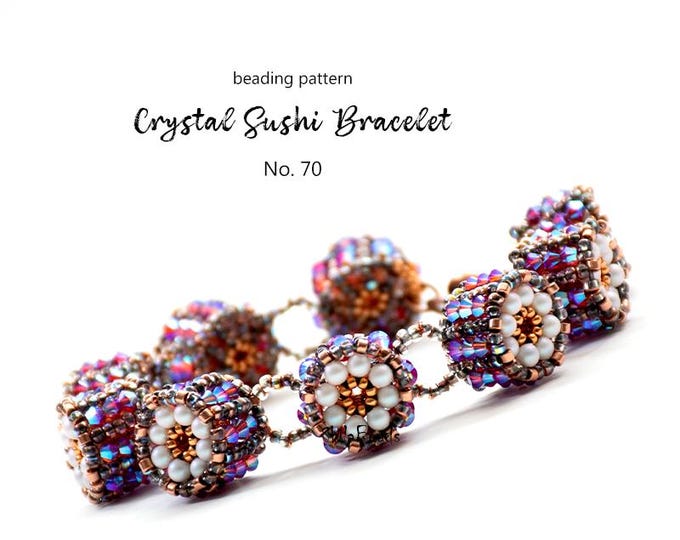 Beaded Sushi Bracelet Pattern: Delica Beads & Crystals (PDF Download)