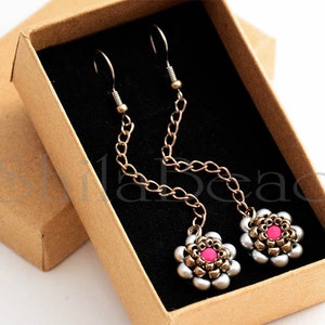 Beading Pattern Tutorial Step by step INSTANT download PDF Flower Chain Earrings No 22 image 4