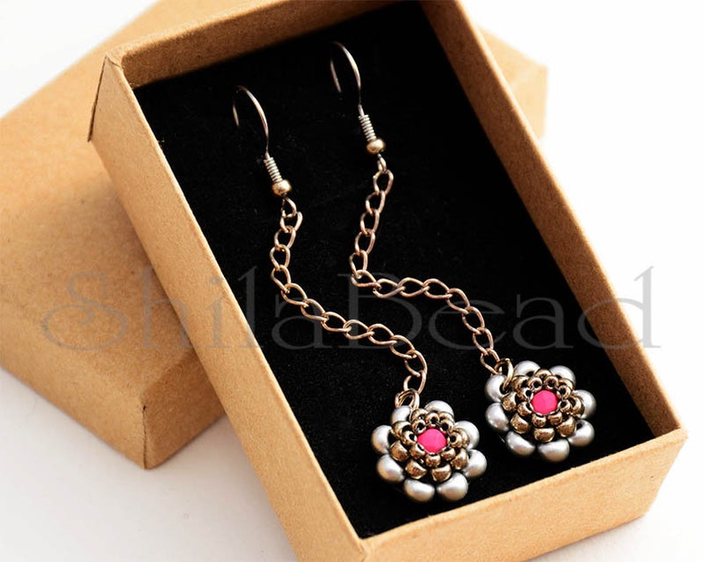 Beading Pattern Tutorial Step by step INSTANT download PDF Flower Chain Earrings No 22 image 4