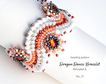 Beaded Bracelet Pattern: Dragon Dance II, Seed Bead & Crystal Jewelry (PDF Download