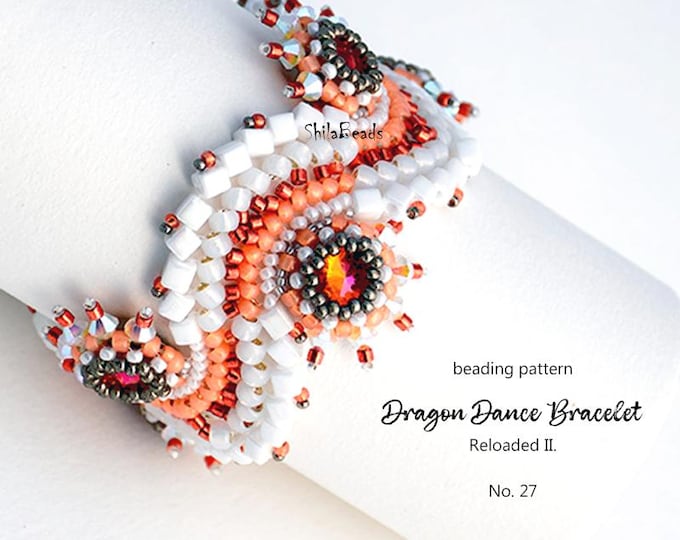 Beaded Bracelet Pattern: Dragon Dance II, Seed Bead & Crystal Jewelry (PDF Download