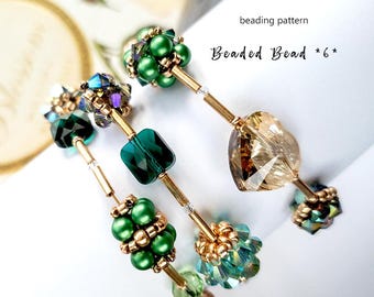 Charms for jewelry making Beaded Component Tutorial: Seed Beads, Crystals, Pearl (PDF Pattern)