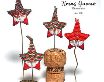 Beading Pattern Step-by-step INSTANT downloadable PDF - 3D Beaded Christmas Star No 100 -  Gnome