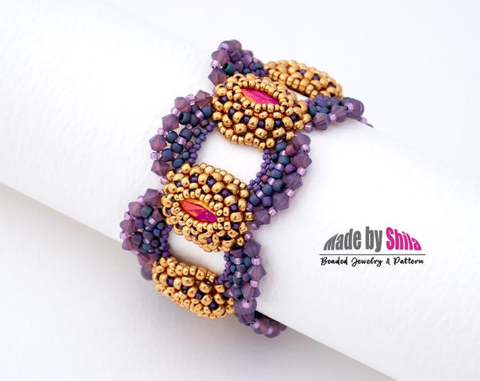 Beaded Bracelet Tutorial: St. Lucia Bracelet with Crystal Navette and Seed Beads (PDF Pattern)