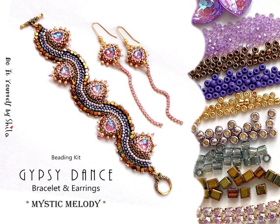 Kit para hacer joyas Kit de abalorios con cuentas y cristales japoneses de  alta calidad Pulsera y pendientes de danza gitana No 29 MYSTIC MELODY -   México