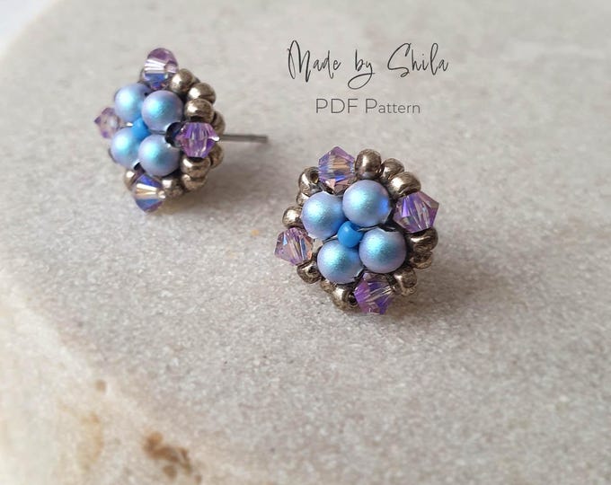 Beaded Pearl Stud Earrings PDF Pattern • RAW Technique