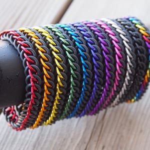 Custom Stretchy Chain Bracelet | Unisex Chainmail Bracelet Handmade in Your Choice of a Rainbow of Colors and Size