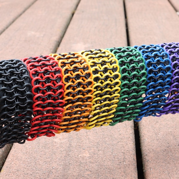 Custom Stretchy Chainmail Bracelet | Unisex Chain Mail Wrist Cuff Handmade in Your Choice of a Rainbow of Colors and Size