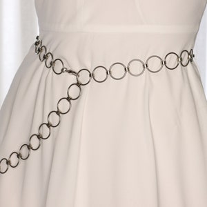Stainless Steel Ring Belt - Handmade Retro 70s Style Circle Chain Belt