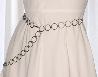 Steel Ring Belt | Retro Circle Chain Belt Handmade from Stainless Steel O-Rings in Extra Long Sizes for Draping and Layering