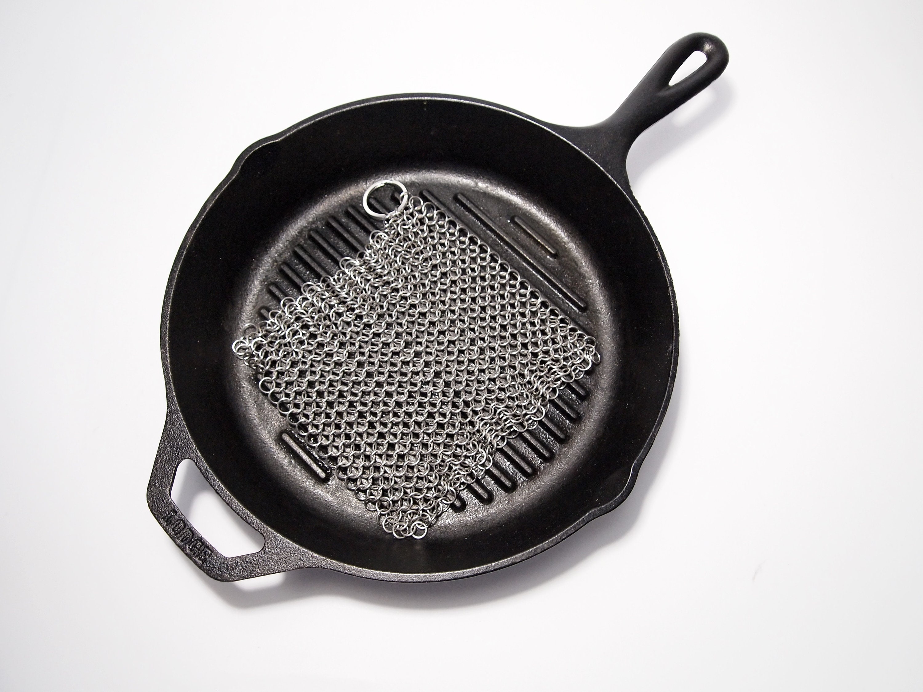 Steel Chainmail Scrubber Reusable Cast Iron Pan Cleaner for Zero