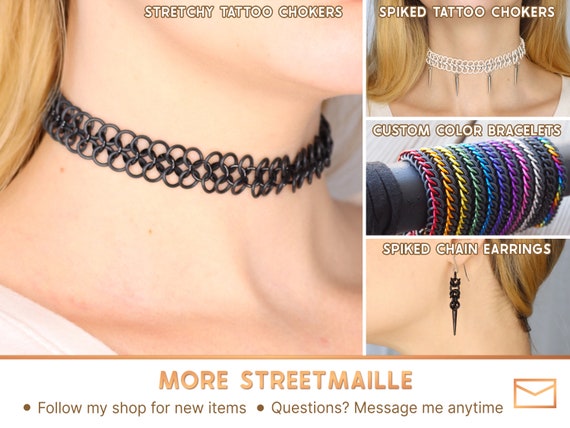 16 NEW COLOURS Classic 90s Tattoo Choker Necklace, Available in Bracelet  and Ring Set 