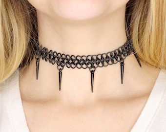 トップス Someica tulle choker &stole Spiked Tattoo Choker | Stretchy Gothic Chainmail Necklace
