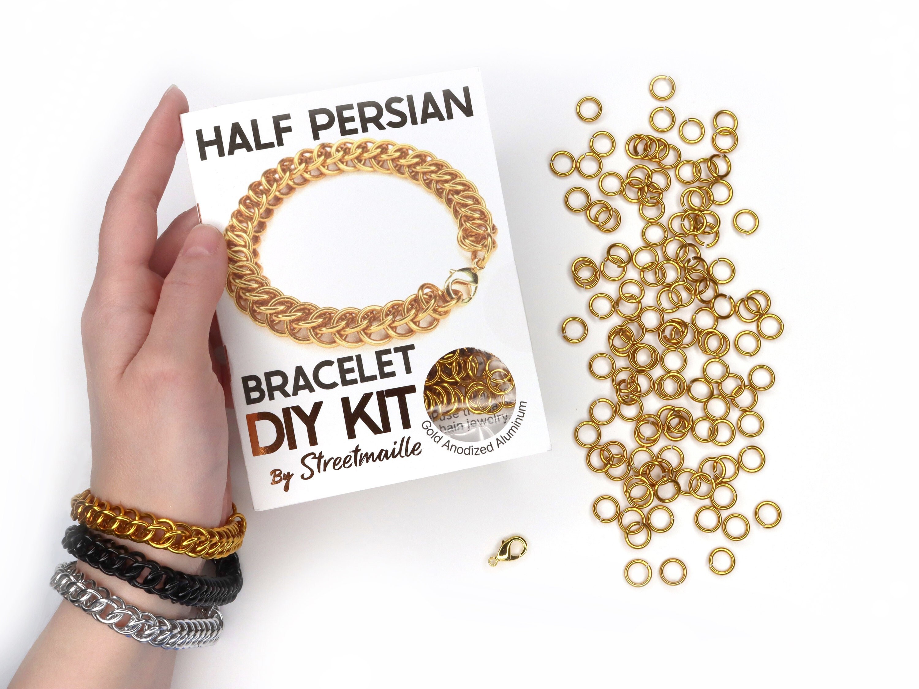 Flat Full Persian 5 in 1 Bracelet Kit, Chainmaille Kit, Stainless Steel, Chainmail  Kit, Jump Rings, Lobster Clasp, Chainmail Tutorial 