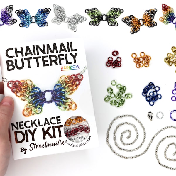 DIY Chainmail Butterfly Kit | Craft a Wing Pendant Necklace in Your Choice of Colorful Patterns with this Fun DIY Jewelry Making Kit