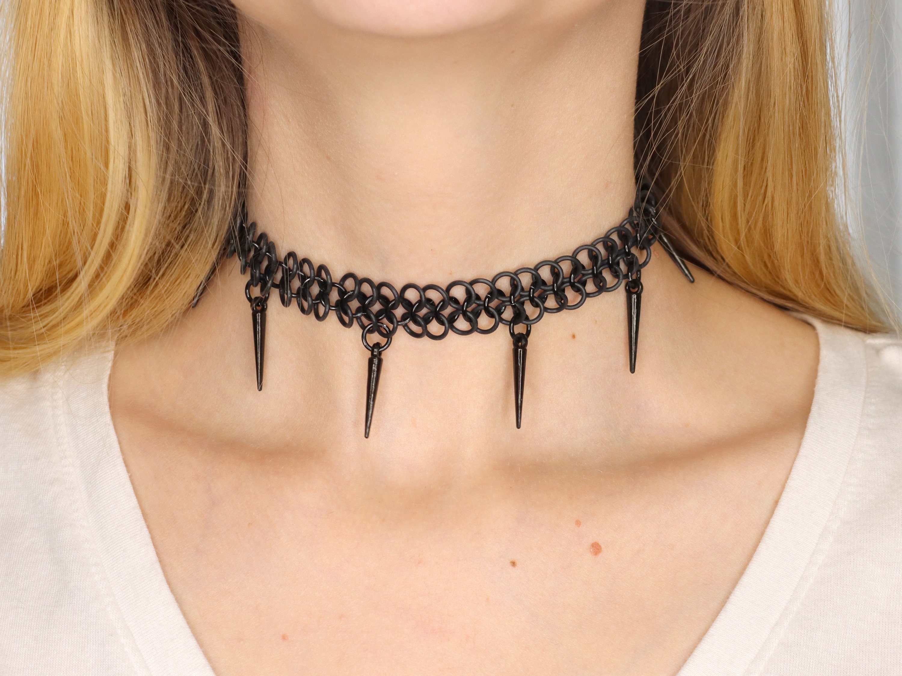 Choker Collar Tattoo Choker With Charm Chain Necklace Black