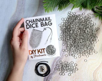 Kit bricolage sac de dés en cotte de mailles - Pochette en métal pour débutant avec cordon de serrage Fournitures créatives et tutoriel