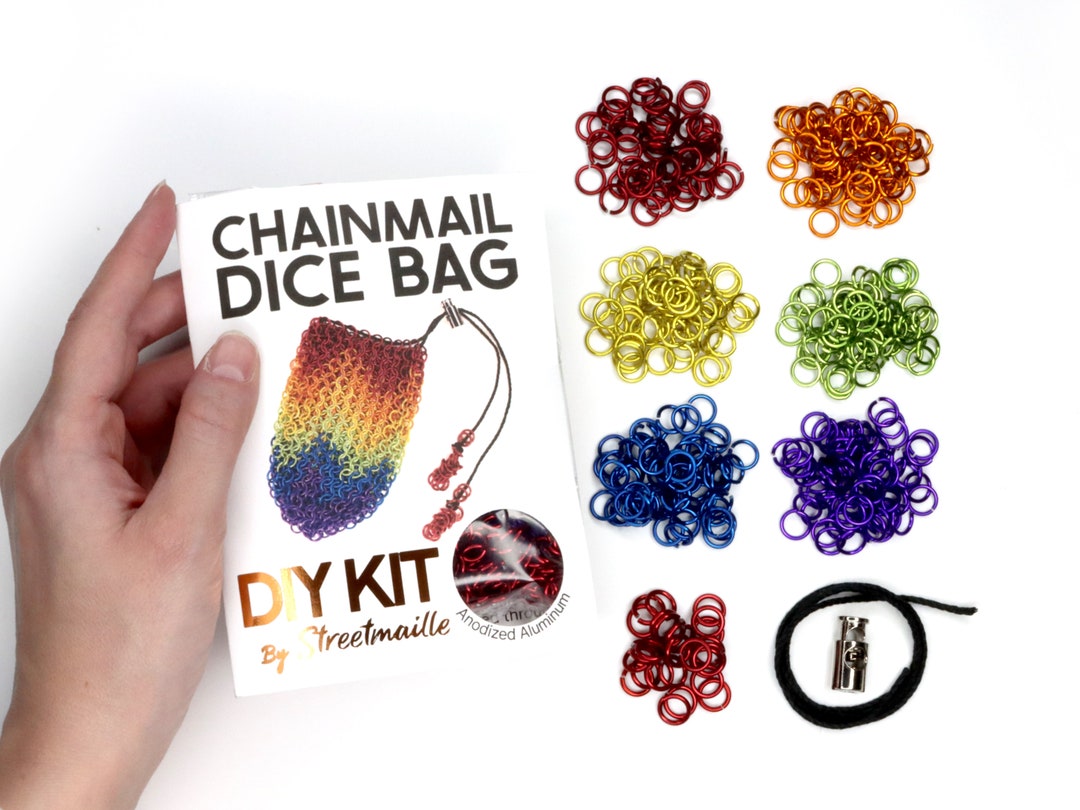 DIY Colorful Chainmail Dice Bag Kit Craft a Drawstring Pouch in a