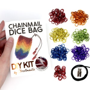 DIY Colorful Chainmail Dice Bag Kit | Craft a Drawstring Pouch in a Rainbow of Patterns with this Beginner Chainmaille Tutorial and Supplies