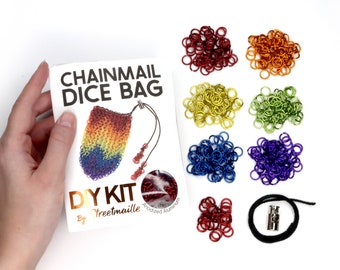 DIY Colorful Chainmail Dice Bag Kit | Craft a Drawstring Pouch in a Rainbow of Patterns with this Beginner Chainmaille Tutorial and Supplies