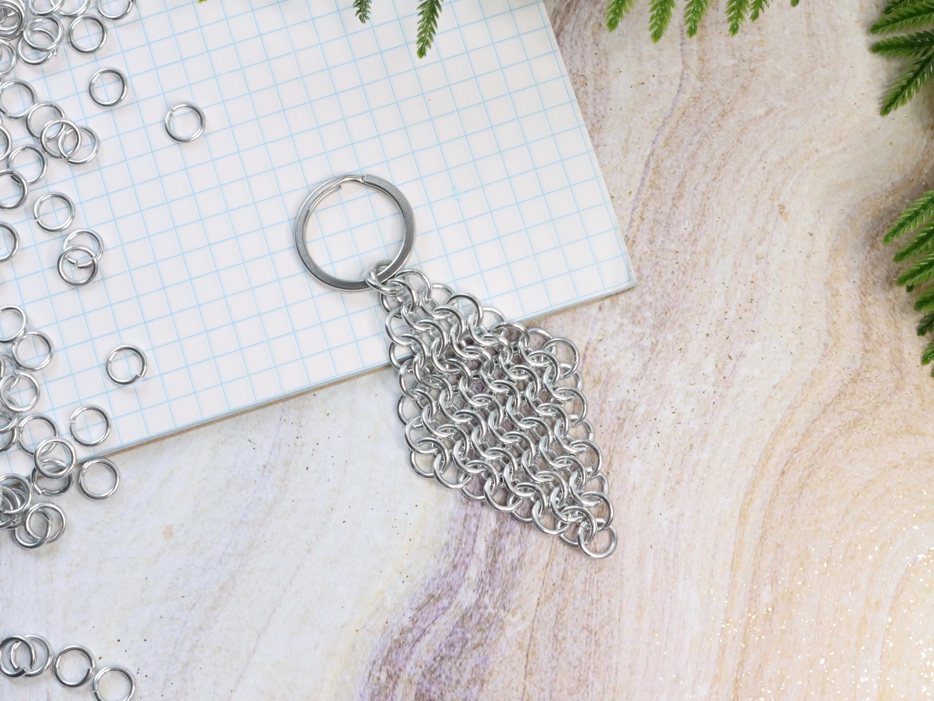 Chainmail Keychain - Pocket Sized Metal Fidget Toy Handmade in Silver ...