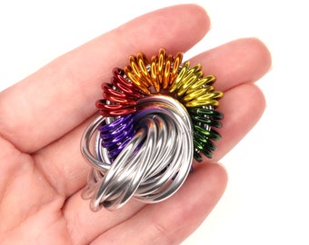 Infinity Rings Metal Fidget Toy - Looping Chainmail Ball Handmade in Your Choice of Colors