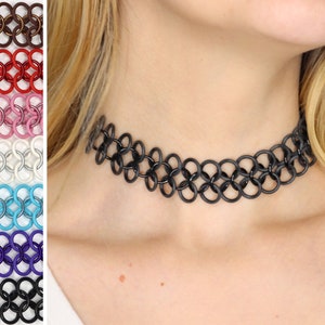 Oversized Tattoo Choker | Stretchy Chainmail Necklace Handmade in Your Choice of Colors and Size