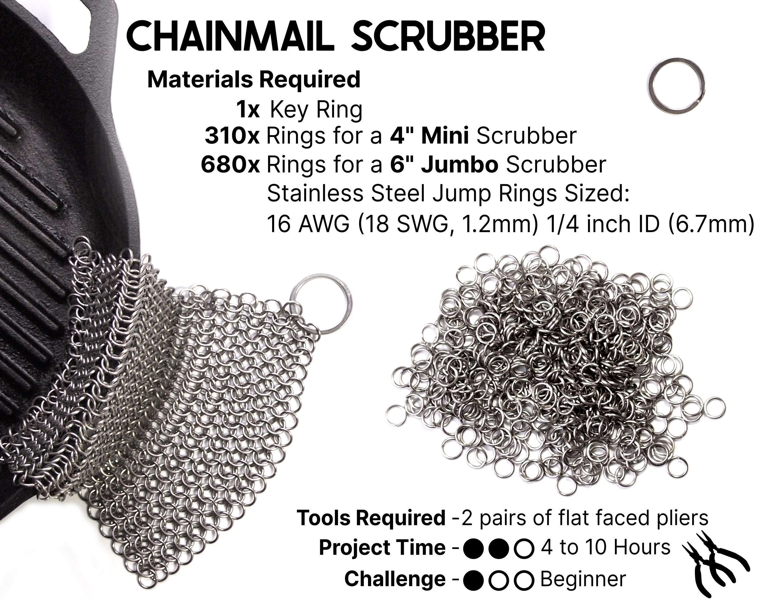 Cast Iron Skillet Cleaner Chainmail Scrubber Grill Scraper Stainless