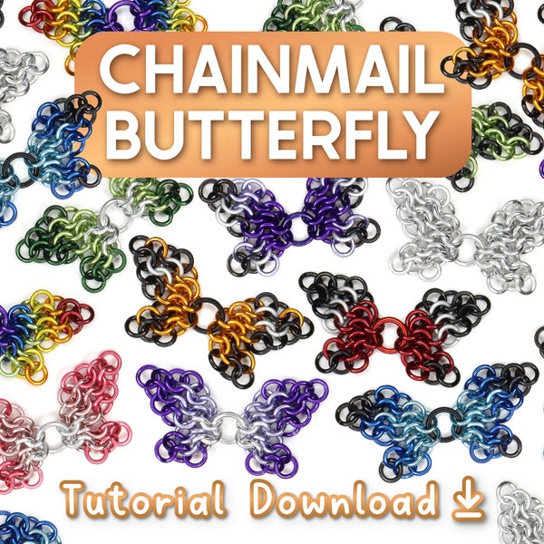 Chainmail vlinder-tutorial | Leer hoe u een halsketting met vleugelhanger maakt met deze handleiding voor het maken van sieraden en patronen | Direct PDF-download