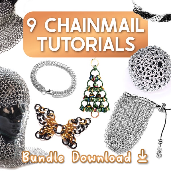 9 Chainmail Tutorial Bundle | Learn how to make Chain Mail with 9 Patterns for Jewelry, Ornaments and More | Instant PDF Download