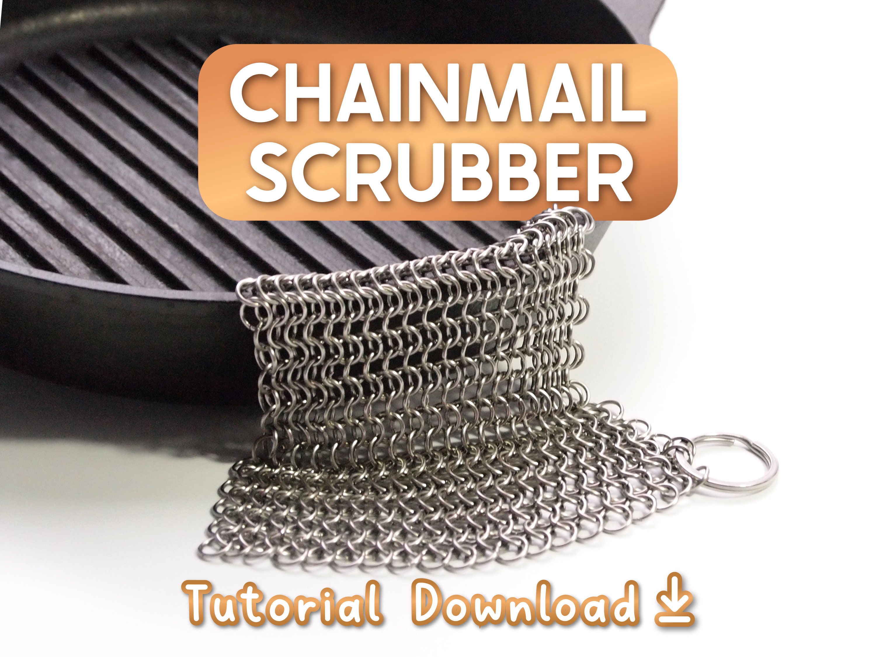 Chain Mail Cast Iron Scrubber, 7x7 Cast Iron Cleaner Scrubber