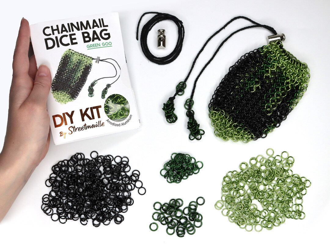 DIY Colorful Chainmail Dice Bag Kit Craft a Patterned Etsy