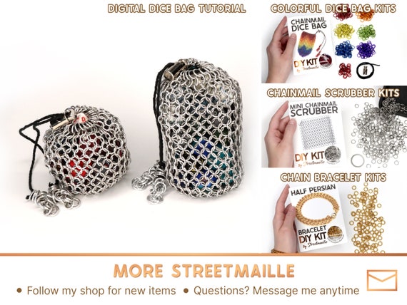 DIY Chainmail Dice Bag Kit Craft a Drawstring Pouch From Your Choice of  Metal With This Beginner Chainmaille Project Tutorial and Supplies 