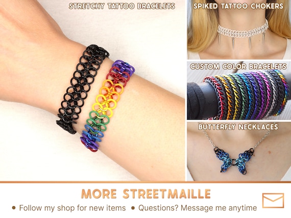 Necklaces Gothic Stretch Choker Rainbow Flowers Tattoo Choker For