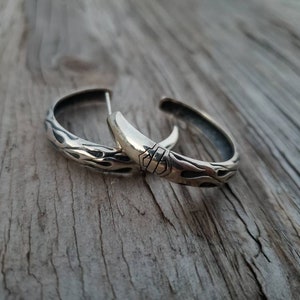 Vintage genuine authentic Harley Davidson Motorcycles hoop earrings sterling silver bar and shield logo flames 1.3&quot; MOD
