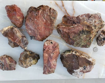 ゆりか⭐︎天然石 Eagle Rock Moss Plume Agate Red Jasper Rhyolite Rough Rocks