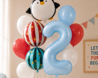 Decorazioni per la festa di compleanno di un bambino, arco di palloncini, ghirlanda, bouquet di palloncini a forma di pinguino, set di decorazioni per la festa di compleanno a tema circo