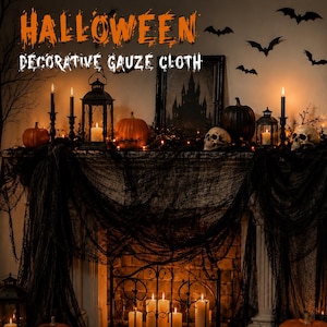 Halloween Decorative Gauze Cloth, Creepy Cheesecloth Fabric, Spooky Party Decor, Haunted House Decoration, Fireplace Mantel Decor