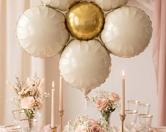 Ivory Flower Balloon, Metallic Gold Center Party Decor, Birthday party decor