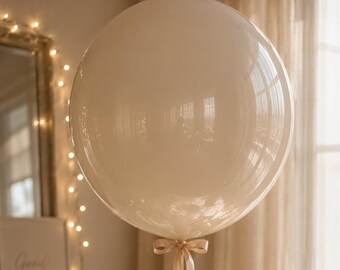 Double Layer Bubble Balloon, Beige Transparent Balloon, Bobo Balloon Decor, Elegant Neutral Party Balloon, Bridal Shower Balloon