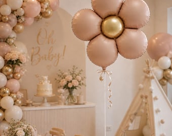 Blush Flower Balloon, Boho Baby Shower Decor, Neutral Party Floral Decoration