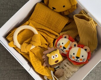 Handmade Lion Baby Gift Box • Newborn Essentials Set