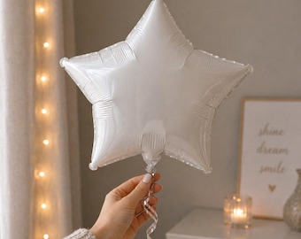 White Star Foil Balloon, Metallic Party Decor, Birthday, Baby Shower Prop